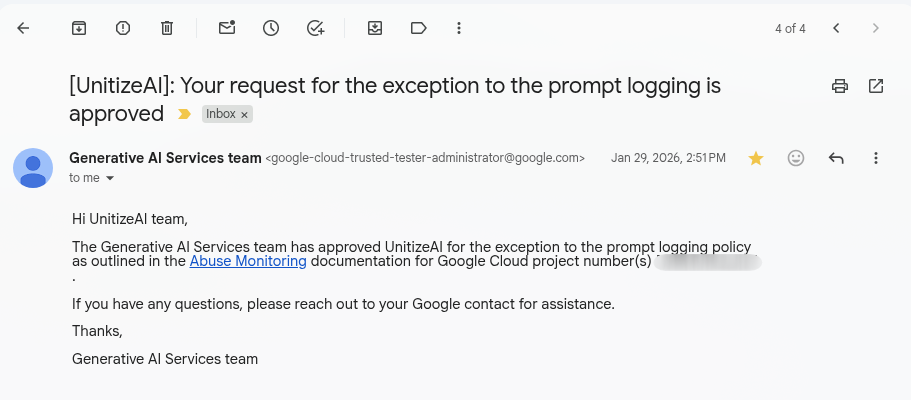Google Logging Exception Approval